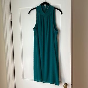 Anthropologie Meadow Rue Green Swiss Dot Halter Shift Dress